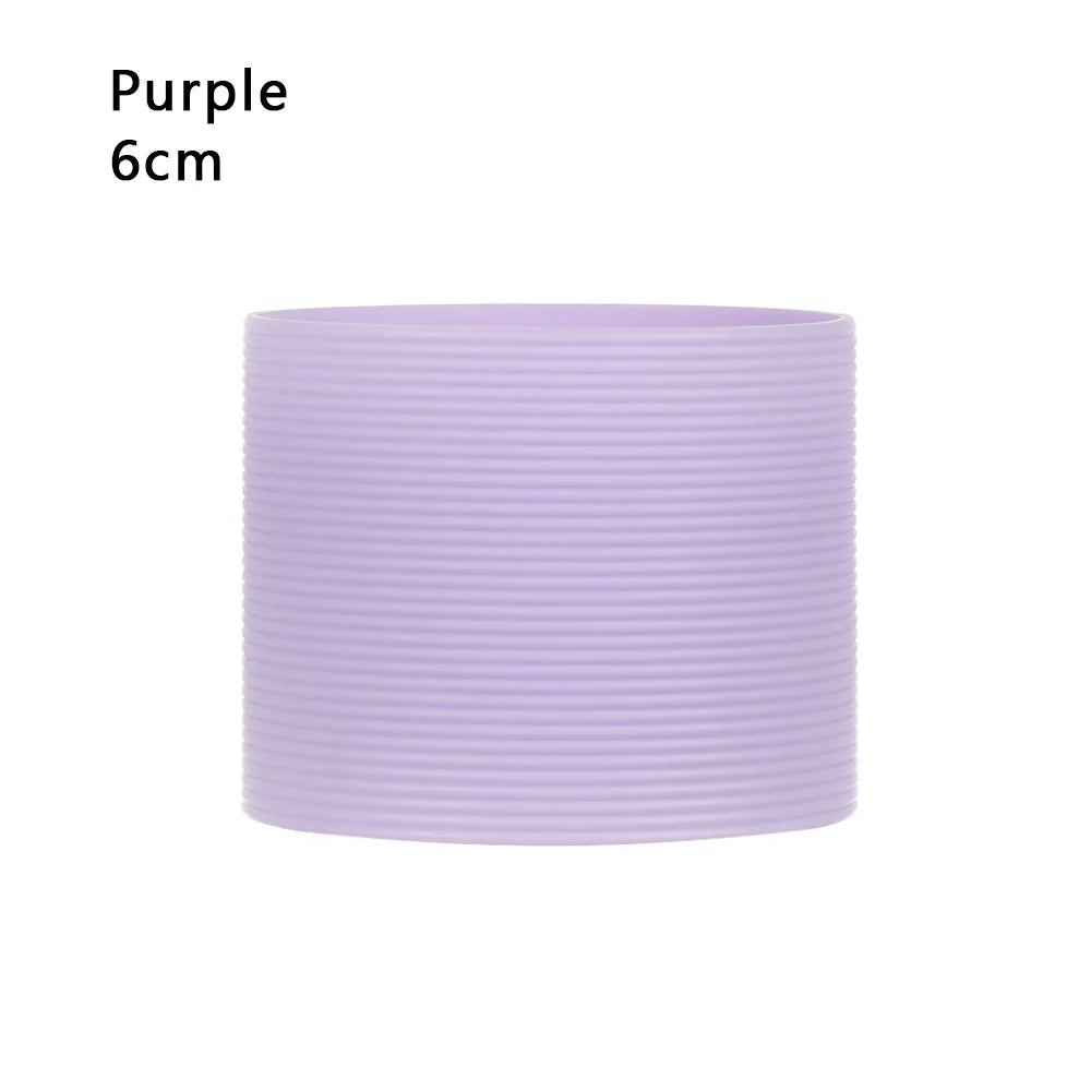 Silicone Non-slip Mug Sleeve Glass Bottle Cover Cup Sleeve Heat Insulation Bottle Sleeves For Mugs Ceramic Coffee Cups Wrap Oasis Select Purple-6cm