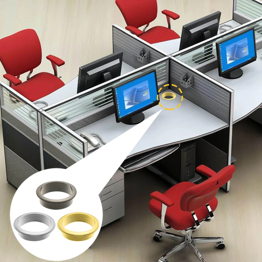 25-80MM Computer Grommet Table Cable Outlet Port Desk Wire Hole Cover Buckle Line Organizer Desk Table Cable Fastener Hardware Oasis Select