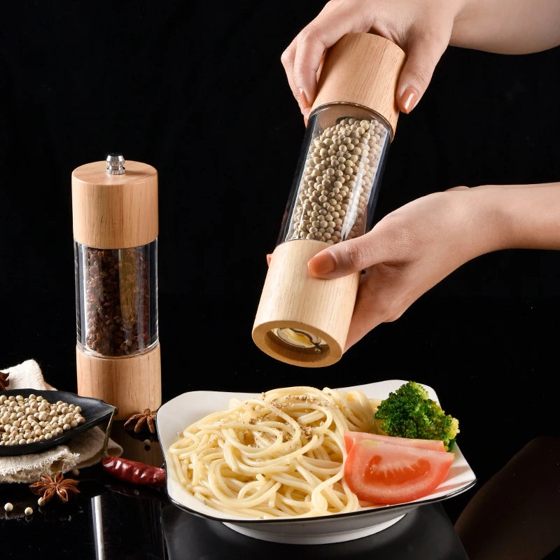 6/8in Salt and Pepper Grinder Mill Oak Wood Manual Seasoning Spice Mill Adjustable Ceramic Grinding Core Kitchen Grinding Tools Oasis Select 8 inch 2-pack