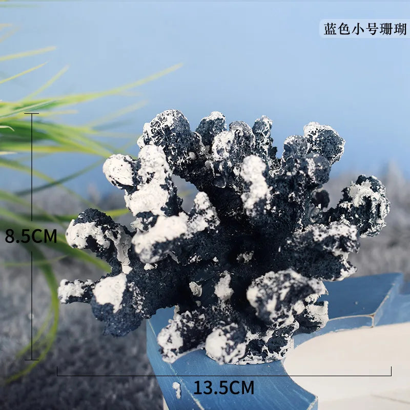 Mediterranean style resin false coral tree ornaments aquarium landscaping ocean style theme ornaments home decor Oasis Select Small blue
