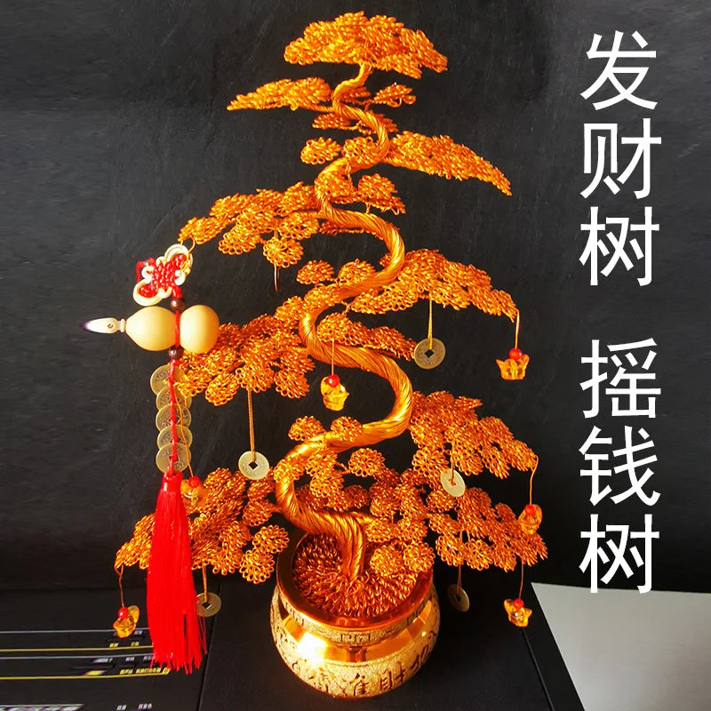 Aluminum wire handicrafts living room indoor bonsai fortune tree money tree money tree decorations home accessories Oasis Select