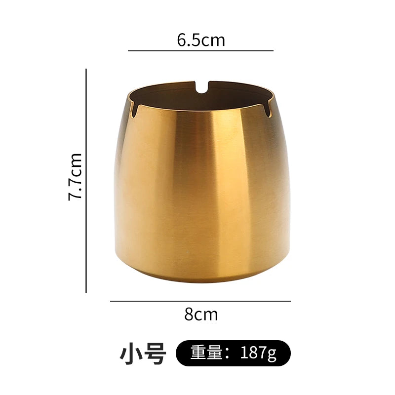 Personality trend anti-fly ash with cover home hotel bar restaurant custom stainless steel large ashtray ashtray Oasis Select Golden small A