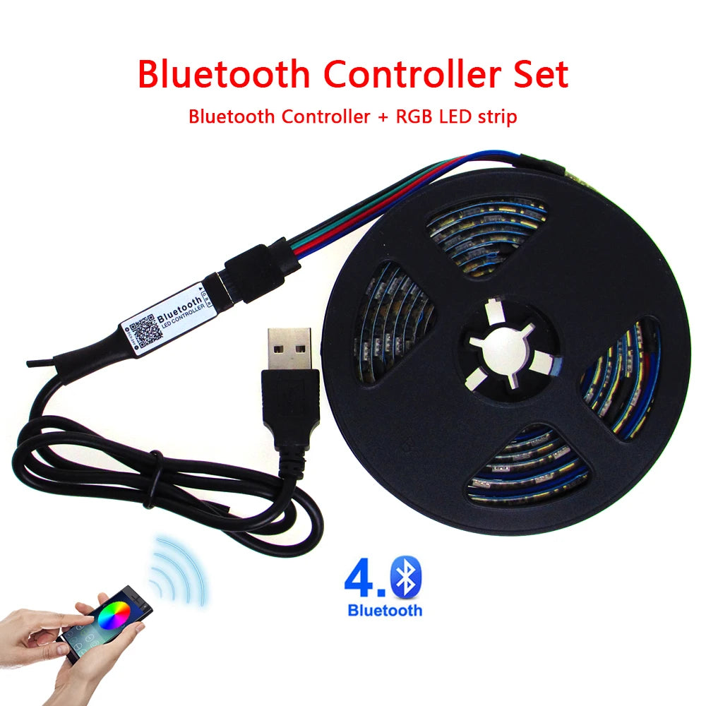 DC 5V RGB LED Strip USB Light Not Waterproof SMD 5050 0.5- 5M 5 V Volt TV PC Led Strip Light USB RGB Tape With Remote Controller Oasis Select With Bluetooth USB 4M