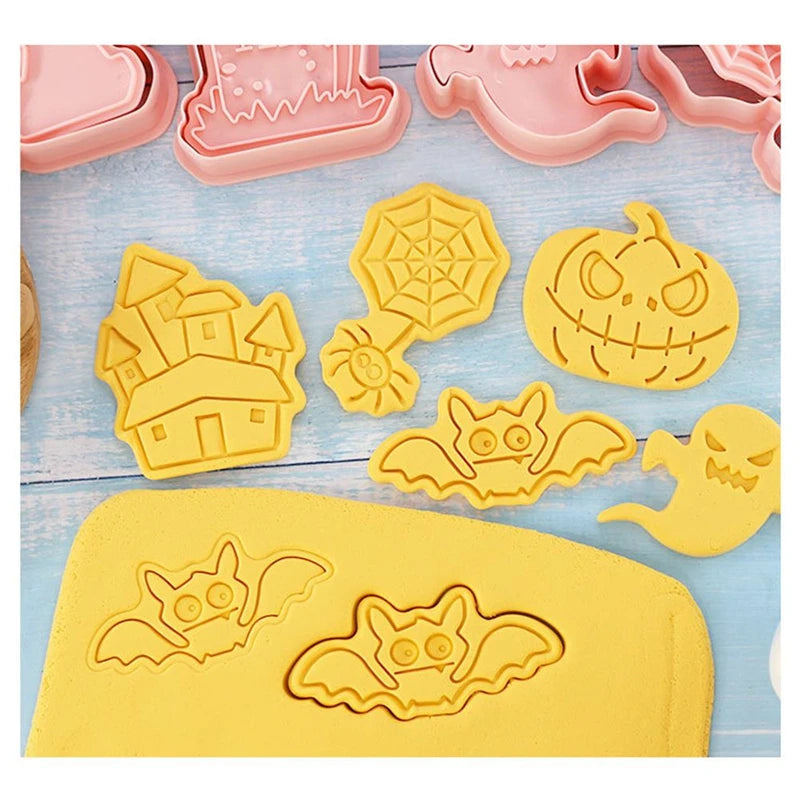 8Pcs/set Happy Halloween Bakeware Cookie Mold Biscuit Mold Ghost DIY Cartoon Press Baking Mold Halloween Party Cookie Tools Gift Oasis Select