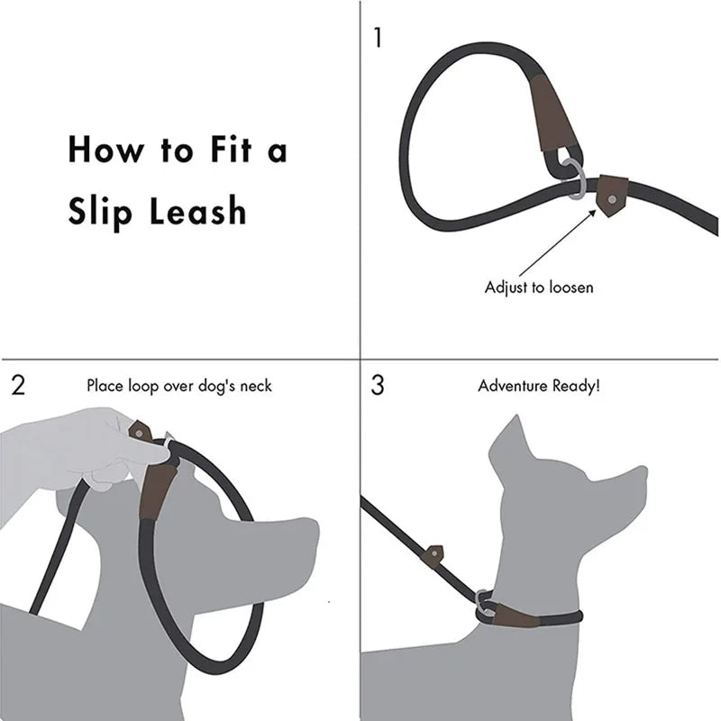 Pet Dog Leash Traction Rope P Chain Durable Large Dog Leash Nylon Adjustable Loop Collar Strongest Pulling Rope Leashes for Dogs Oasis Select
