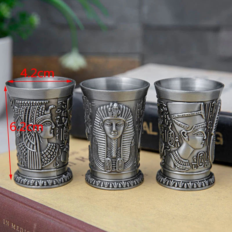 Creative European Retro Wine Glass Zinc Alloy Egyptian Wine Glass Ancient Egypt Wine Glass Metal Crafts Christmas Halloween Gift Oasis Select