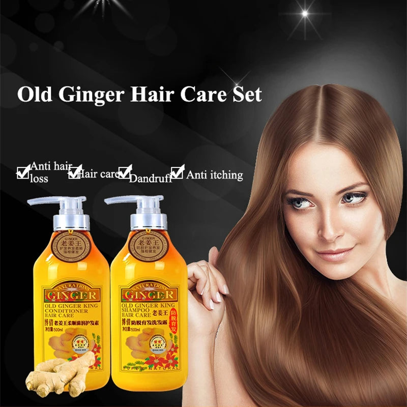 BOQIAN Ginger Shampoo & Conditioner Set 500ml – Anti Hair Loss Hair Care Set Oasis Select