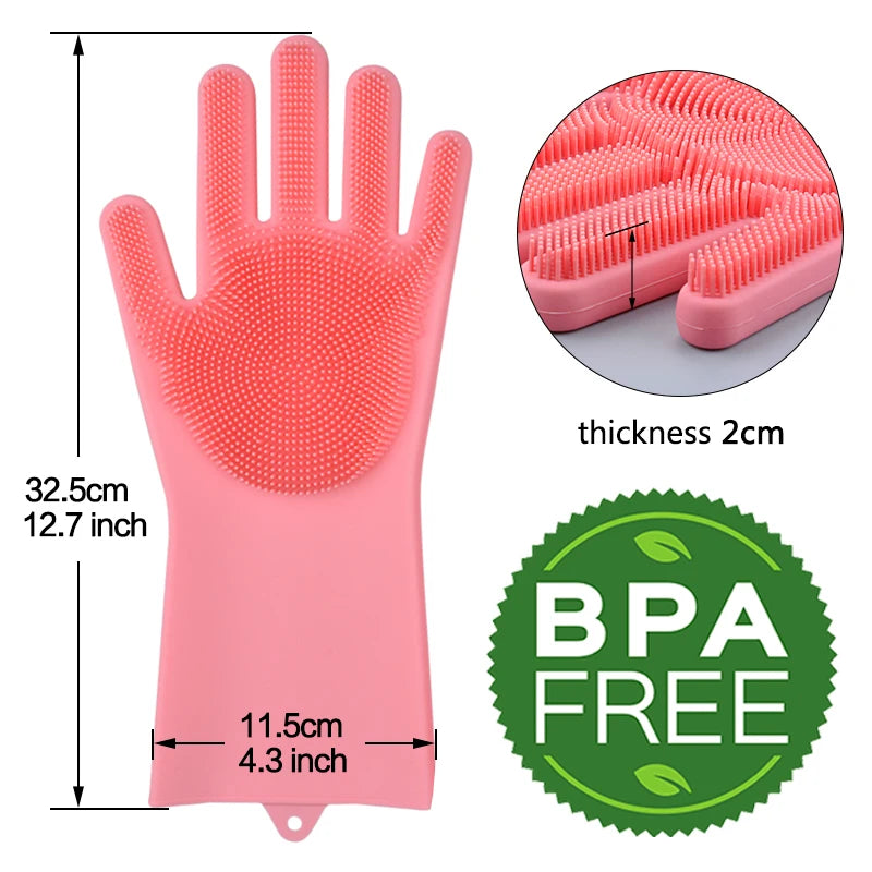 2PCS Multifunction Silicone Cleaning Gloves Magic Silicone Dish Washing Gloves for Kitchen Household Silicone Dishwashing Gloves Oasis Select