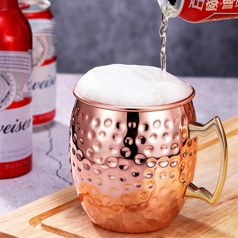 550ml Hammered Copper Moscow Mule Mug – Stainless Steel Bar Cup Moscow Mule Mug Oasis Select