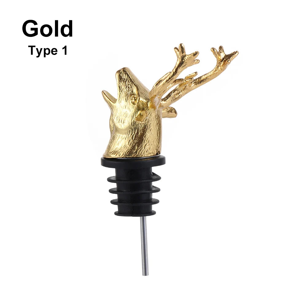 Deer Elk Lion Bull Head Wine Pourer Bottle Stoppers Bar Tools Wedding