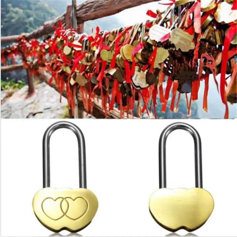 40mm Love lock tourist attraction wishing lock concentric lock wedding lock cannot be opened Engraved Double Heart Lock Oasis Select