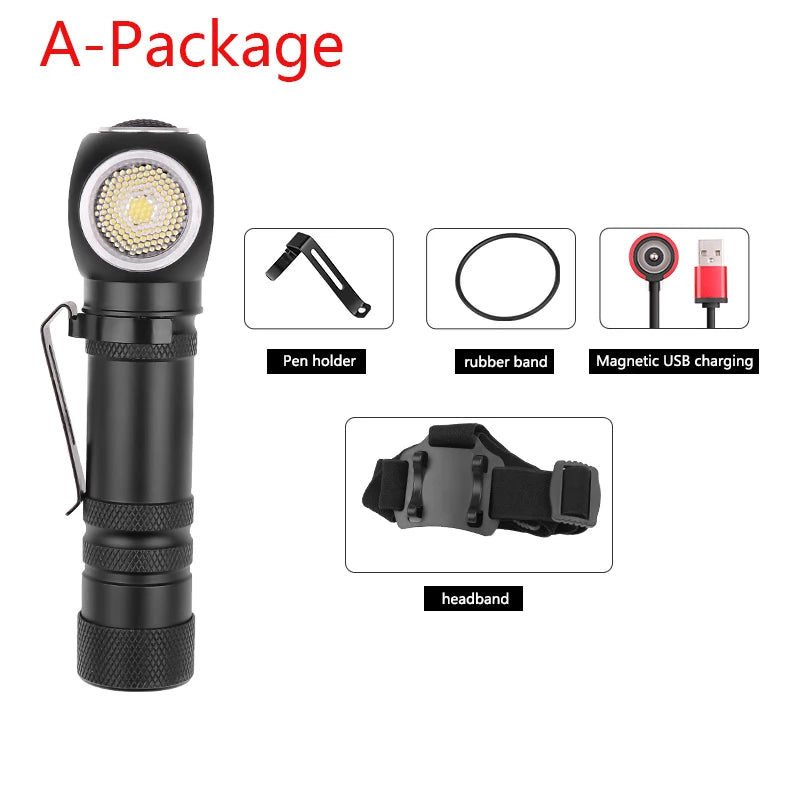 POCKETMAN XHP50 LED Rechargeable Flashlight & Head Torch – Magnetic USB