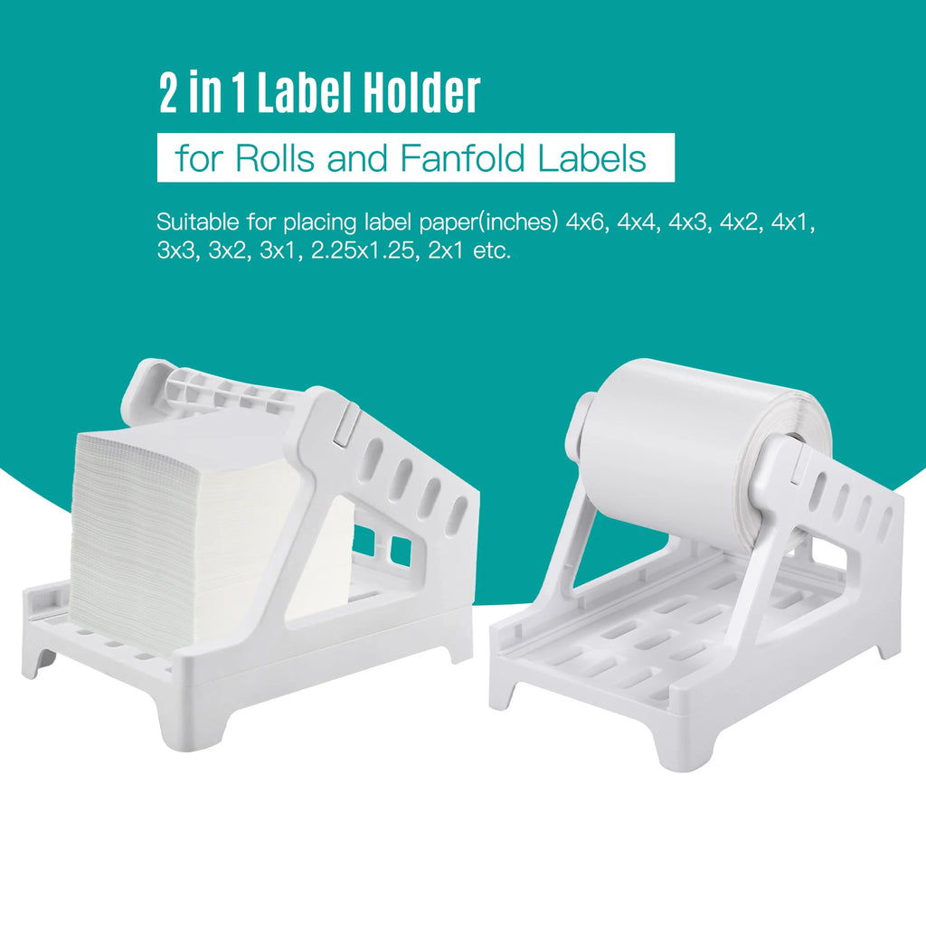 Label Holder for 4x6 Shipping Labels Printer Rolls and Fanfold Labels 2 in 1 Work for Desktop Themal Label Sticker Oasis Select