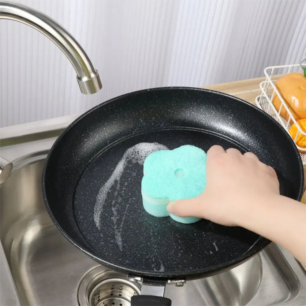 Cleaning Tool Wash Dishes Sponge Random Color Sponge Brush Dishwashing Sponge Flower Round Shape Scouring Pads Oasis Select