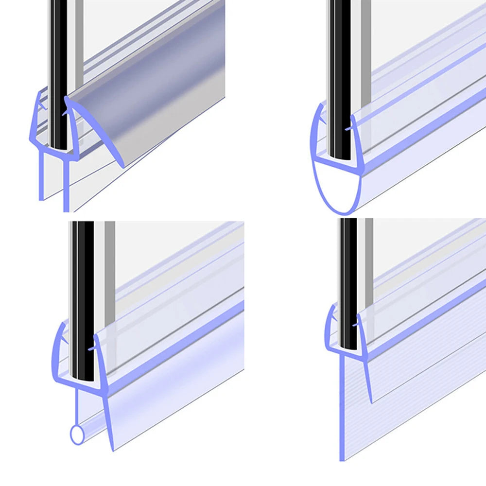 Transparent Seal Strip Bath Shower Screen Door 4 to 12mm Seal Gap Window Door Weatherstrip Sealing Strips Household Accessories Oasis Select