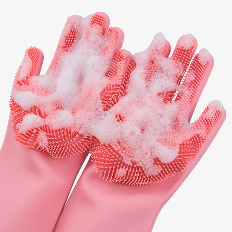 2PCS Multifunction Silicone Cleaning Gloves Magic Silicone Dish Washing Gloves for Kitchen Household Silicone Dishwashing Gloves Oasis Select