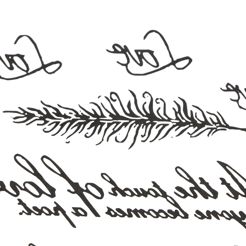 Waterproof Temporary Tattoo Stickers – Black Words & Feather