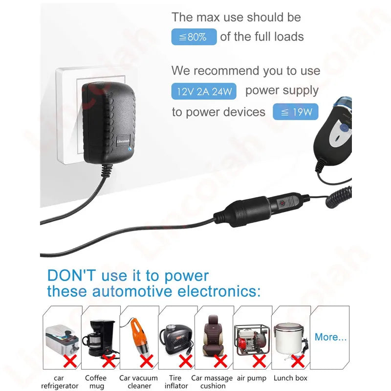 AC 110V/220V DC 12V 2A for Car Cigarette Lighter Power Adapter Socket 220V to 12 V Volt Charger Converter Home Parts Oasis Select