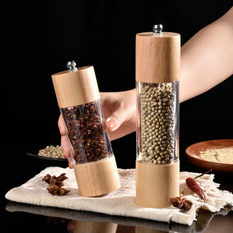 6/8in Salt and Pepper Grinder Mill Oak Wood Manual Seasoning Spice Mill Adjustable Ceramic Grinding Core Kitchen Grinding Tools Oasis Select