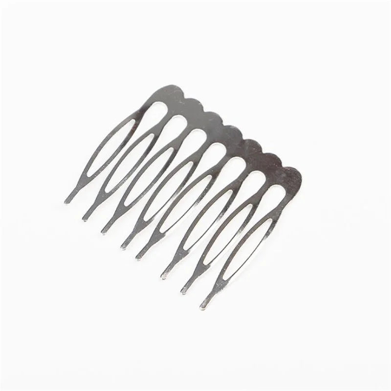 10pcs Gold Metal Side Hair Combs Plain Blank Headpiece French Twist Clip For DIY Wedding Bridal Veil Combs Decor Hair Accessory Oasis Select Rhodium 8