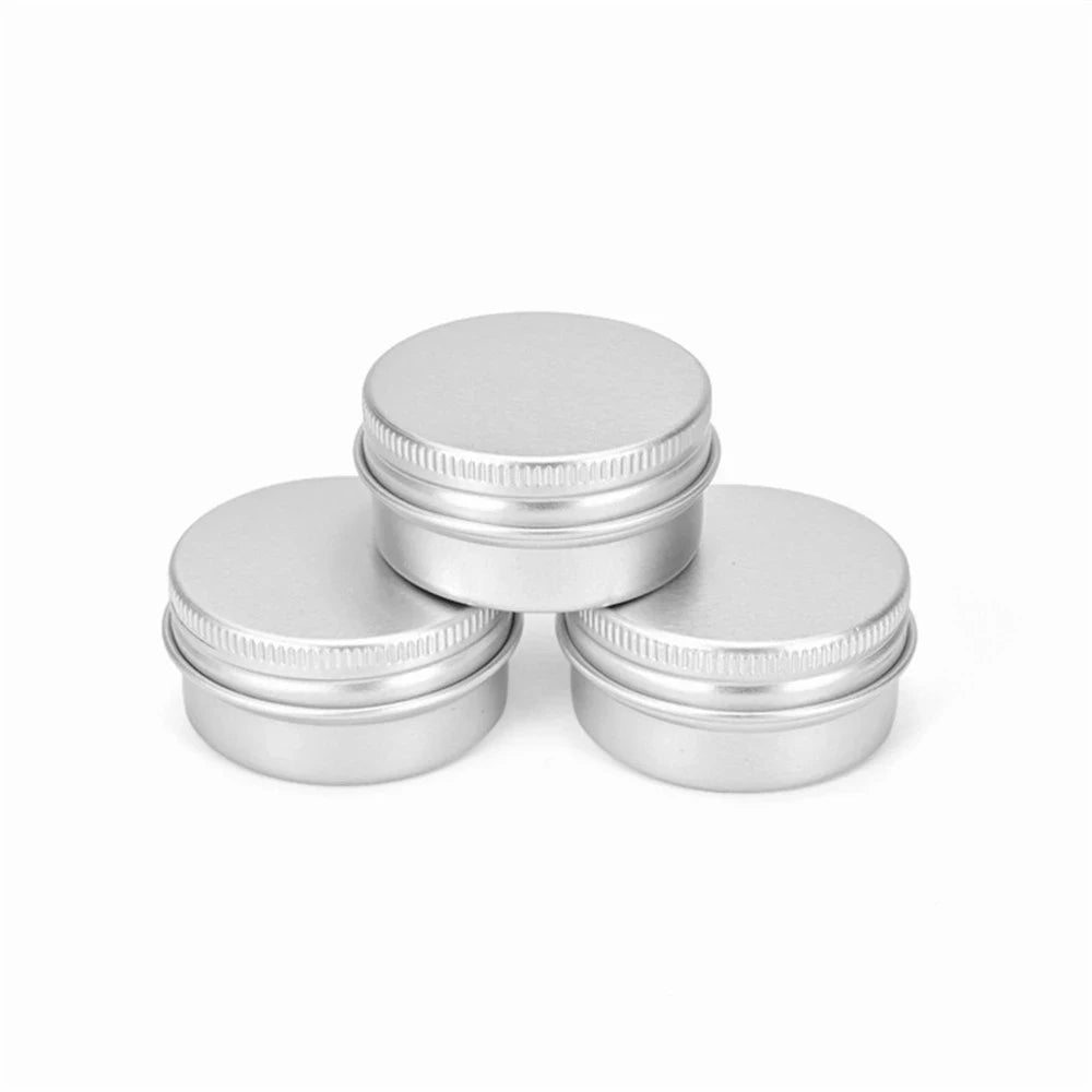5ml-250ml Cosmetic Aluminum Cans Aluminum Boxes Silver Aluminum Tins Cans Screw Top Round Candle Spice Tins Cans Lid Containers Oasis Select