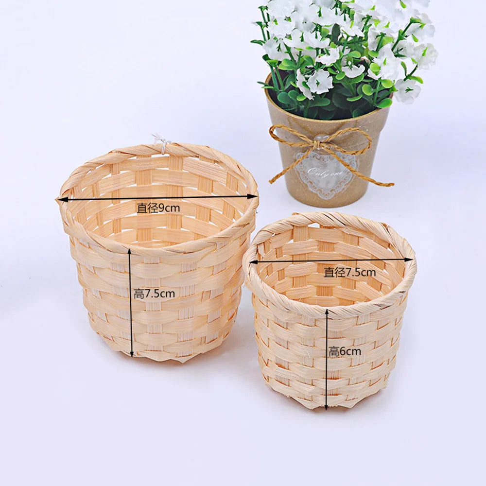 New Handmade Bamboo Garden Flower Pot Wicker Basket Straw Patchwork Wicker Rattan Seagrass Storage Organizer Nursery Pots Oasis Select