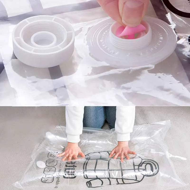 1pc Closet Hanging Organizer Vacuum Bag for Clothes Storage Bag with Hanger Space Saving Clear Seal Bags Wardrobe Compressed Bag Oasis Select