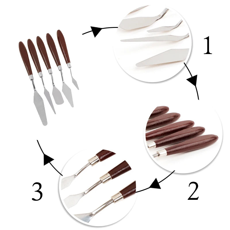 5-Piece Stainless Steel Palette Knife & Baking Spatula Set Spatula & Palette Set Oasis Select
