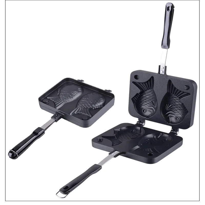 Taiyaki Japanese Fish-Shaped Bakeware Waffle Pan Maker Japanese Pancake Double Pan Stainless Steel Frypan Home Cake Tools Oasis Select