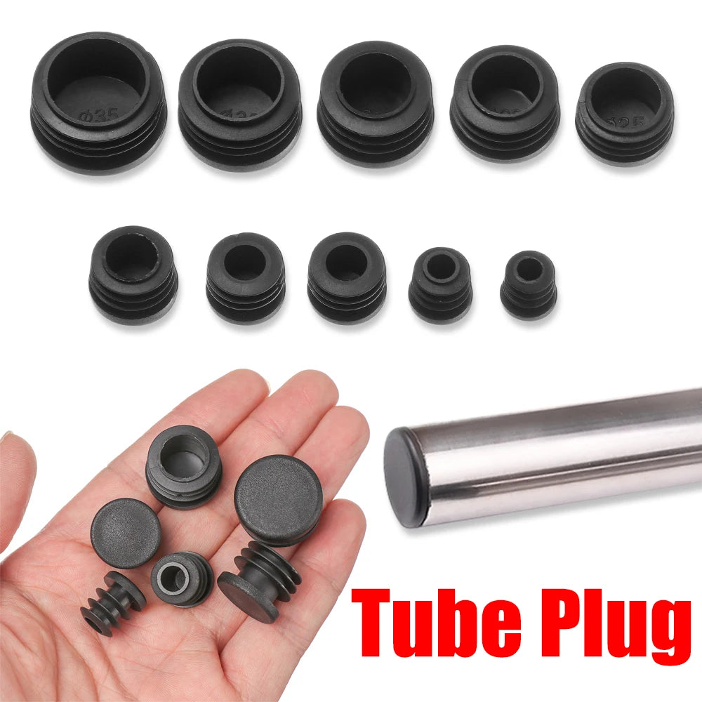 10pcs/pack Plastic Black Blanking End Caps Protector Square/Round Table Chair Foot Pad Furniture Feet Non-Slip Covers Oasis Select