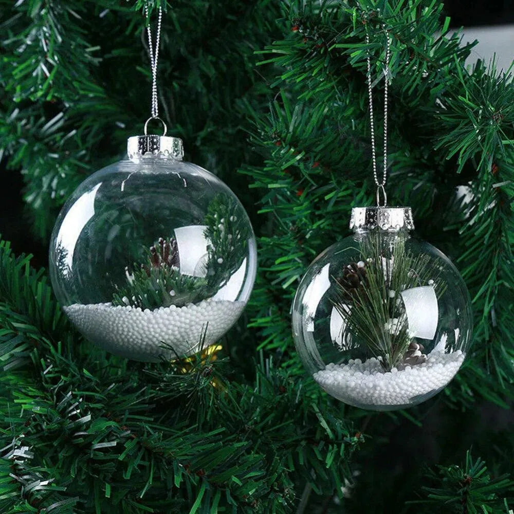 6cm/8cm/10cm Christmas Ball Plastic Baubles Clear Fillable Xmas Tree Hanging Decorations Ornament New Year Diy Decor Oasis Select
