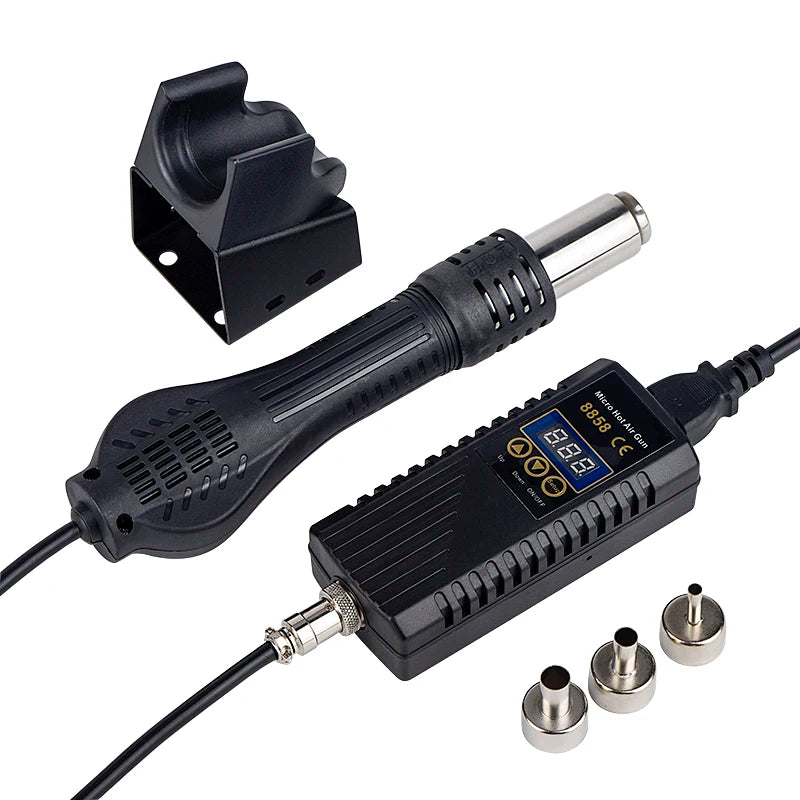 JCD 8858 Micro Hot Air Gun 750W Rework Soldering Station LCD Digital Hair Dryer For Soldering 110V Heat Gun Welding Repair Tools Oasis Select 8858 SET1 110V US PLUG United States