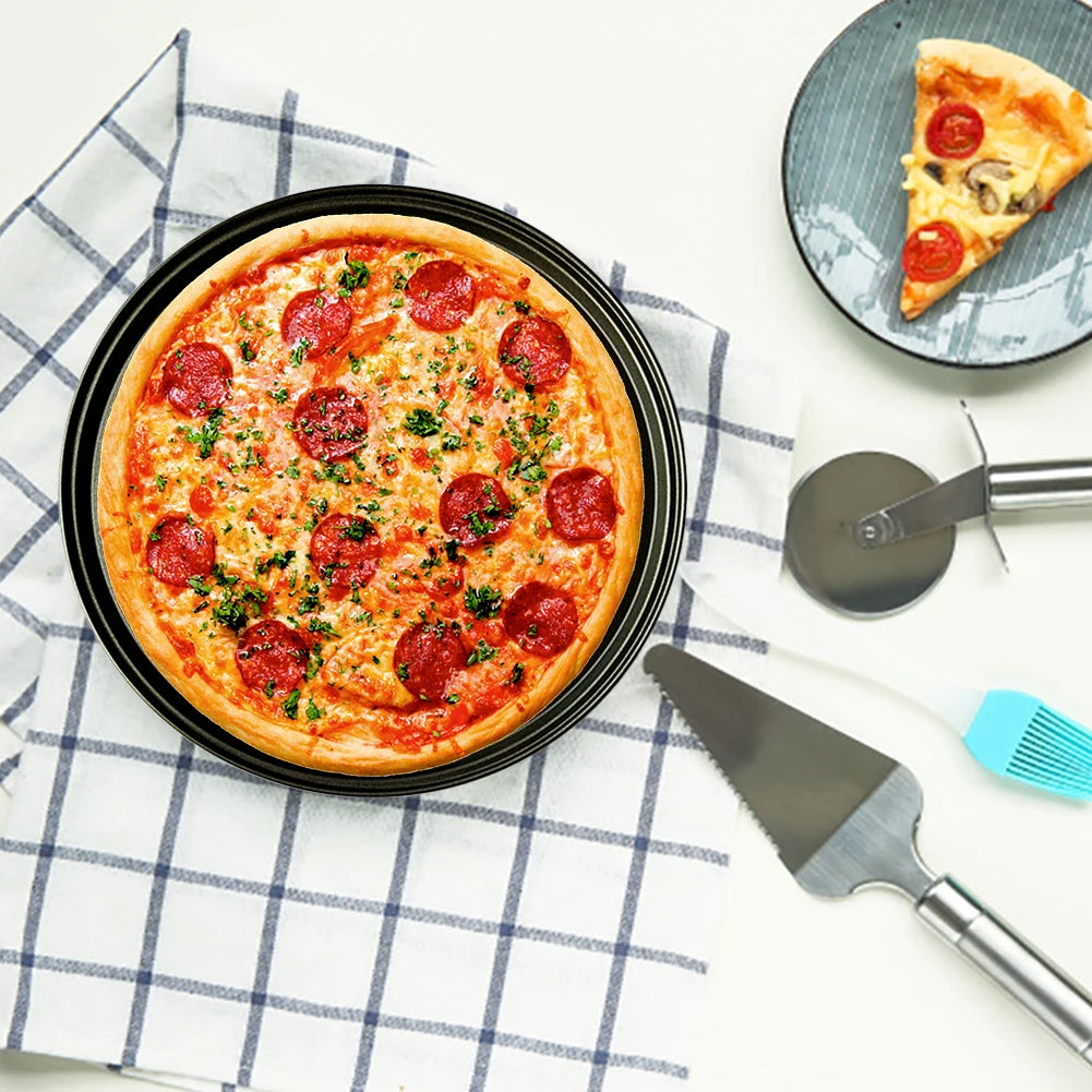 26/28/32CM Carbon Steel Non-stick Pizza Baking Pan Mesh Tray Plate Round Deep Dish Pizza Pan Tray Mould Bakeware Baking Tool Oasis Select