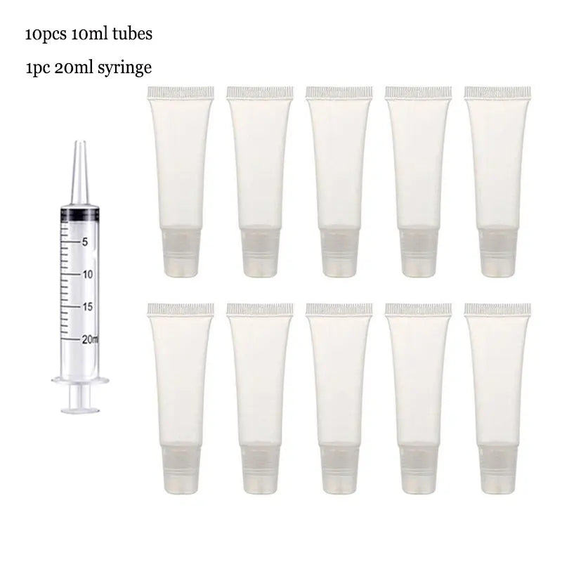 Empty Lip Gloss Tubes with Syringe Clear Soft Lip Gloss Container Refillable Lipgloss Tubes for DIY Cosmetic Makeup Oasis Select 10pcs 10ml