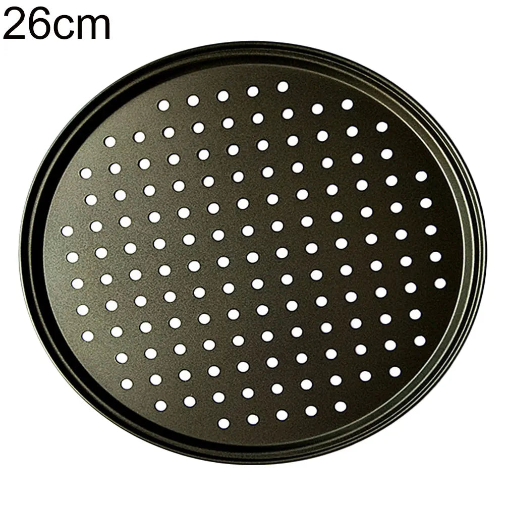 26/28/32CM Carbon Steel Non-stick Pizza Baking Pan Mesh Tray Plate Round Deep Dish Pizza Pan Tray Mould Bakeware Baking Tool Oasis Select 26cm