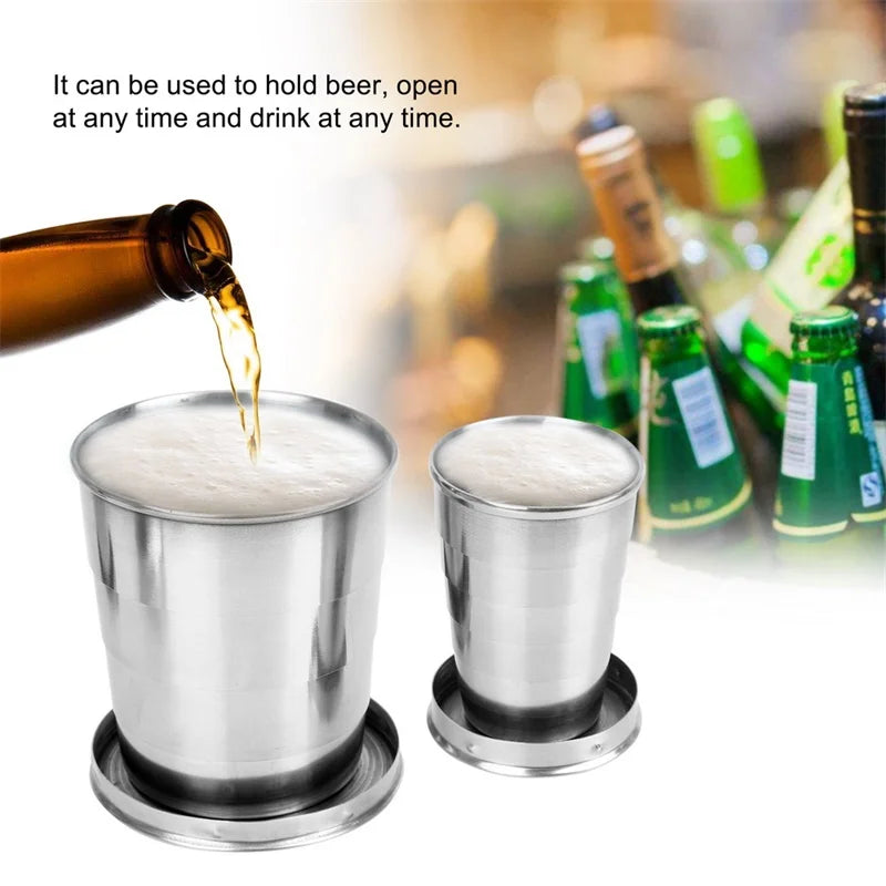 Collapsible Stainless Steel Travel Cup & Keychain – 75/140/240ml Collapsible Travel Cup Oasis Select