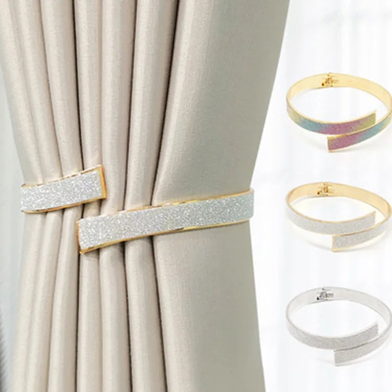 Light luxury high-grade alloy spring curtain clip hole free hook creative storage buckle tie strap room accessories Oasis Select