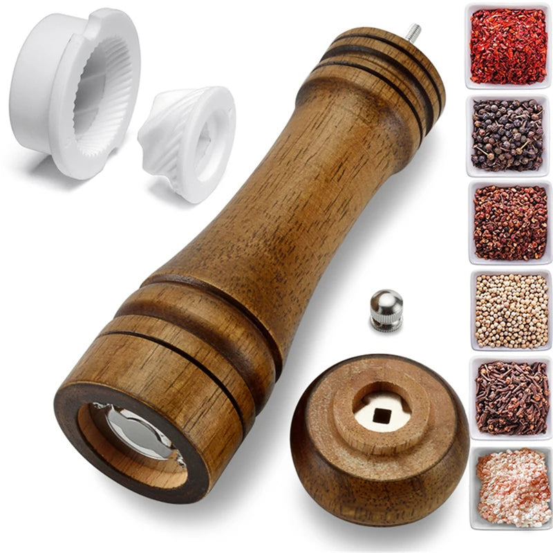 4-Pack Oak Wood Pepper & Salt Mill Grinder Set – Ceramic Core Salt & Pepper Mills Oasis Select