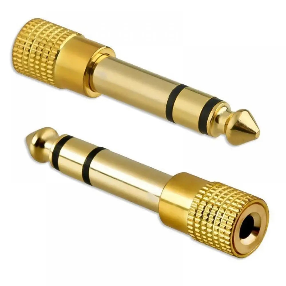 Gold 6.35mm 1/4" Male to 3.5mm 1/8" Female Stereo Audio Adapter