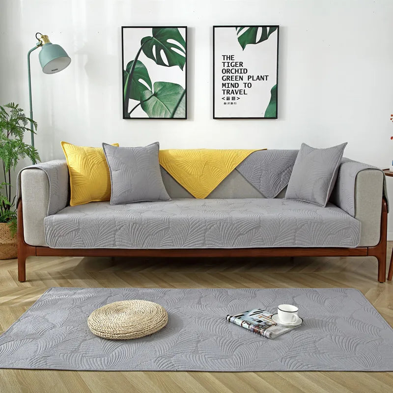 Four Seasons General sofa cushion pure cotton cloth cushion Nordic simple modern non slip solid wood sofa cover couch cover Oasis Select