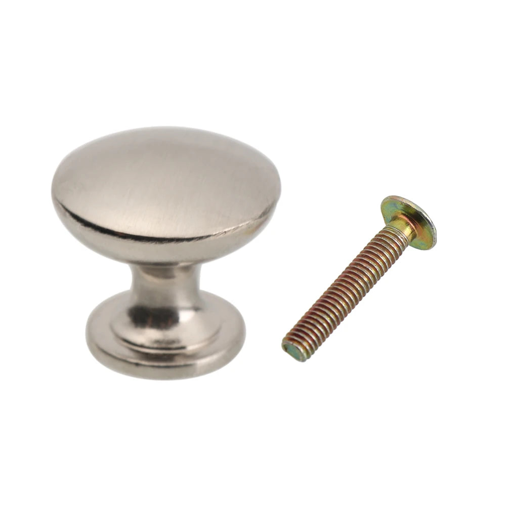Zinc Alloy/Aluminium Alloy Cupboard Door Pulls Drawer Handles Round Cabinet Knobs With Screws Furniture Hardware Oasis Select Brushed 24mm