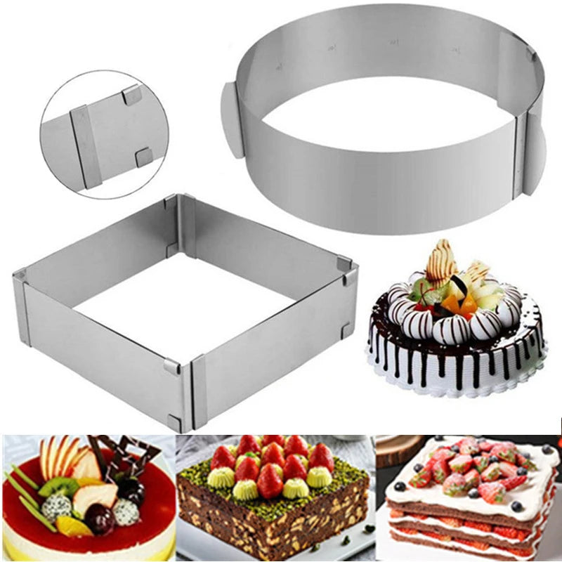 8-Piece Rotating Cake Turntable Set – Mousse Rings & Spatulas Cake Decorating Set Oasis Select