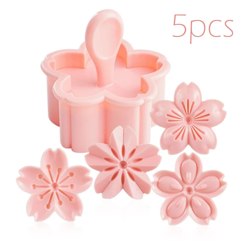 5-Piece Sakura Cookie Mold Set – Cherry Blossom Fondant Cutter Cookie Mold Set Oasis Select Light Grey