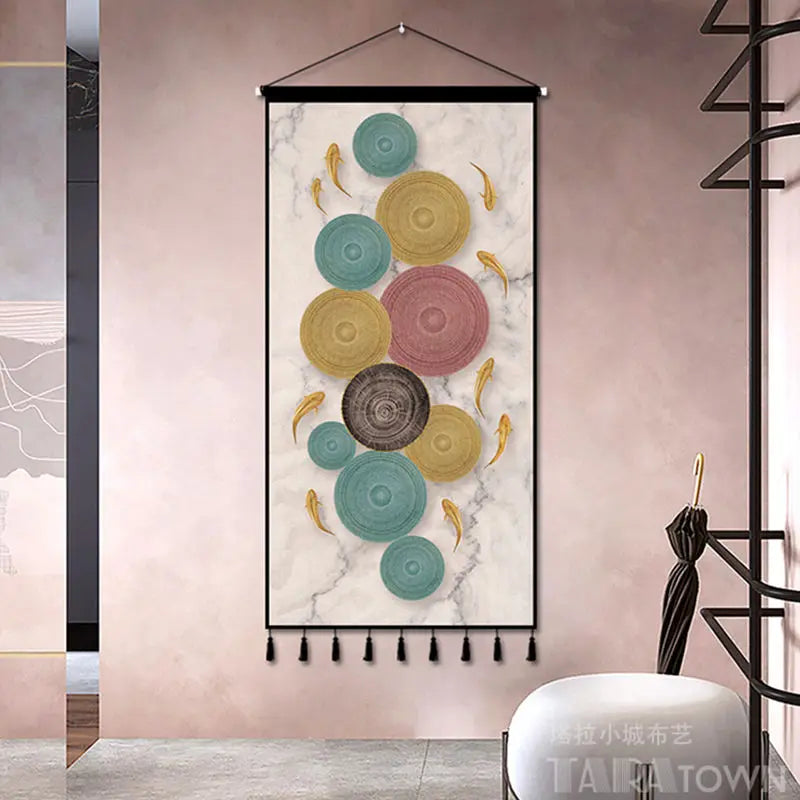 Tapestry decoration painting living room entrance porch new Chinese background cloth wall decoration hanging cloth wall decor Oasis Select