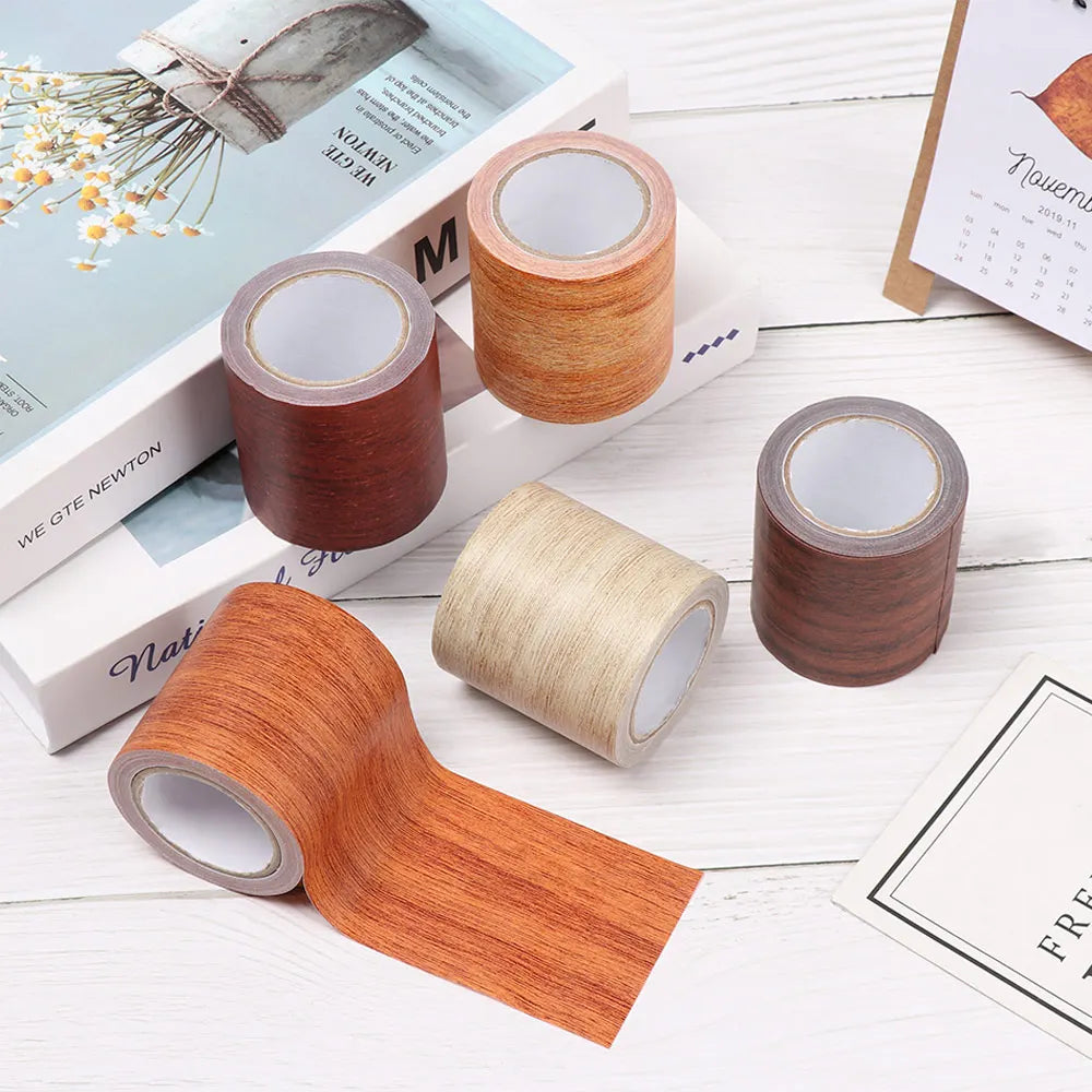5M/Roll Furniture Adhensive Duct Tape Realistic Wood Grain Repair Renovation Skirting Line Floor Sticker Home Decor Accessories Oasis Select