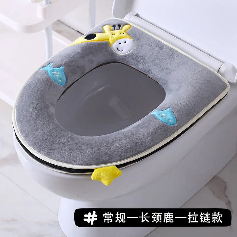 Household four seasons waterproof cute European style toilet seat zipper type universal creative toilet seat toilet seat Oasis Select Regular giraffe