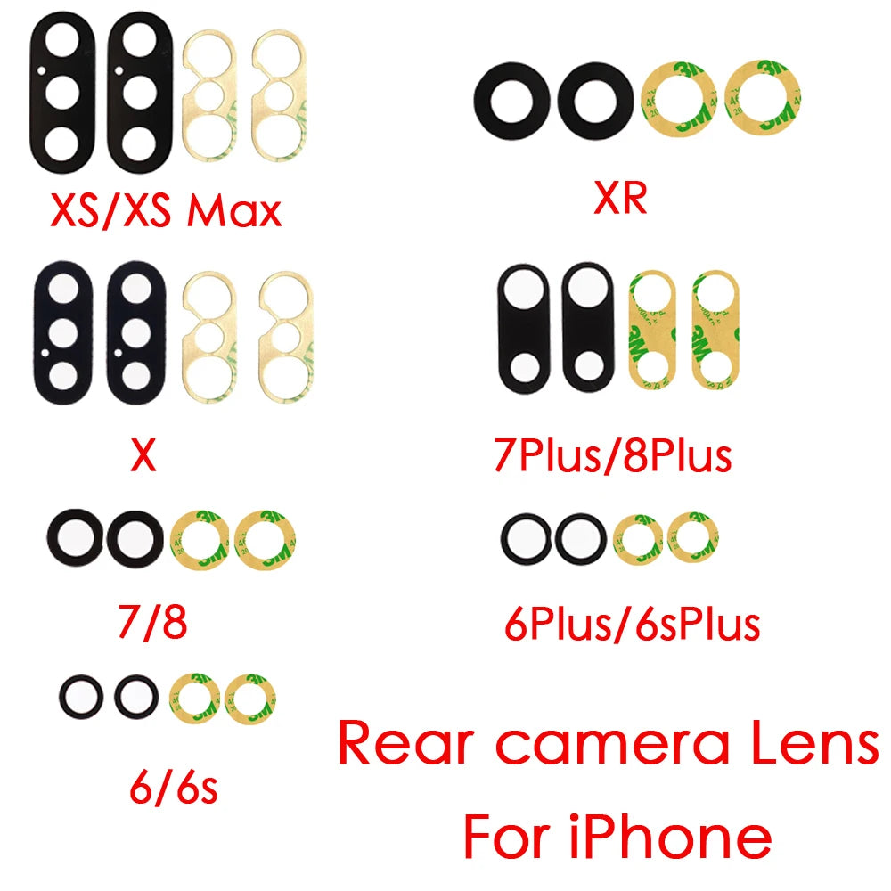iPhone X XS XS Max XR Rear Camera Lens Glass + 3M Adhesive