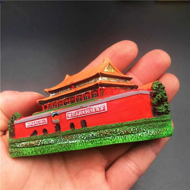 China Travel Fridge Magnets Resin Souvenirs Beijing Forbidden City Huabiao Tiananmen Stone Lion High-end 3D Refrigerator Sticker Oasis Select F2