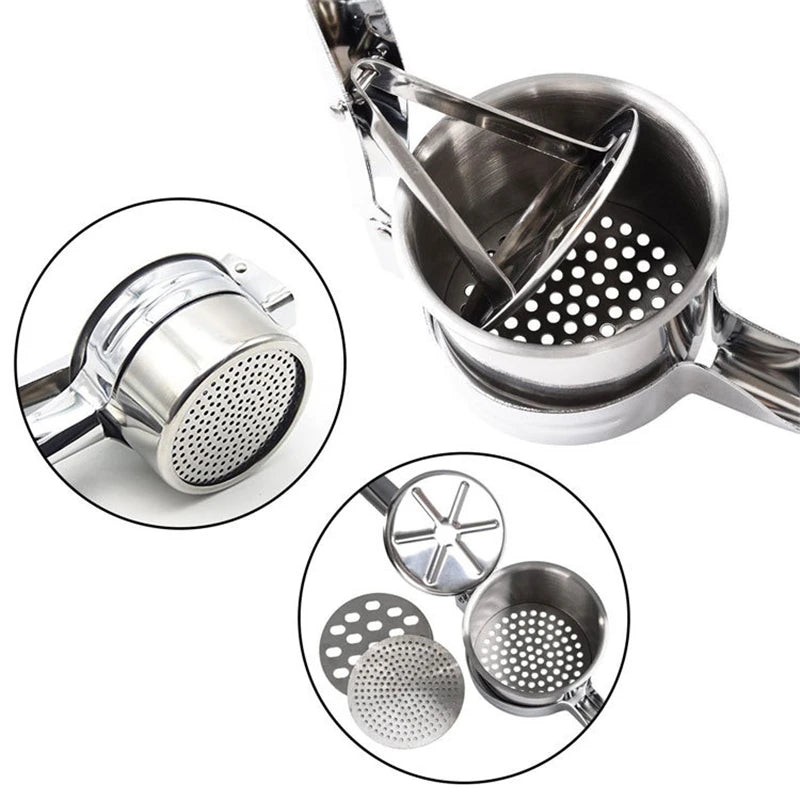 Stainless Steel Potato Ricer & Masher with 3 Discs | CHANSUNRUN Potato Ricer Oasis Select
