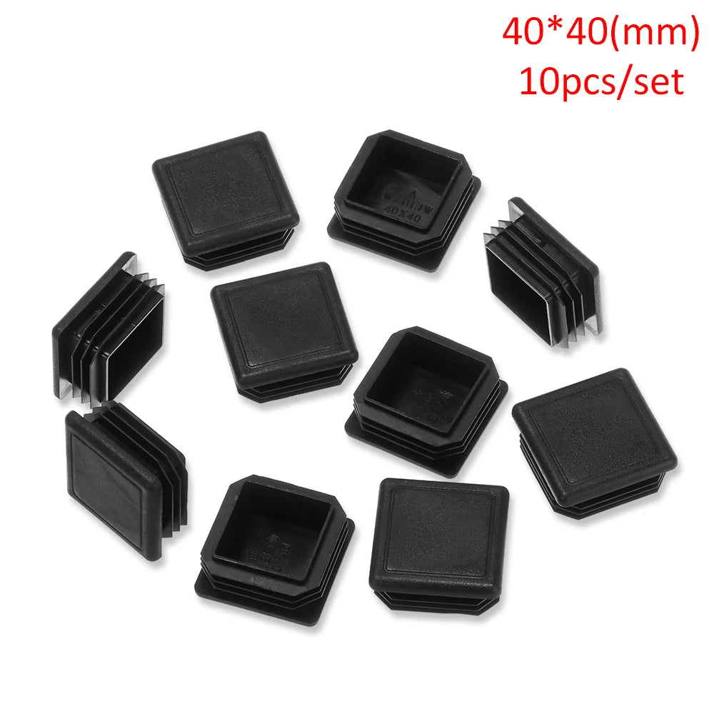 10pcs/pack Plastic Black Blanking End Caps Protector Square/Round Table Chair Foot Pad Furniture Feet Non-Slip Covers Oasis Select 40x40mm